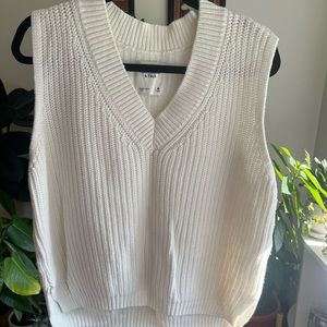 SOLD. unisex white knit sweater vest.